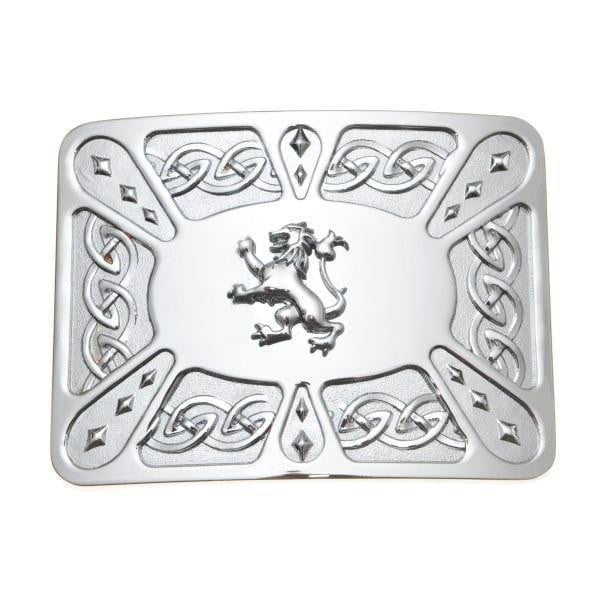 Contemporary Celtic Kilt Buckle - Lion Rampant - Chrome Finish