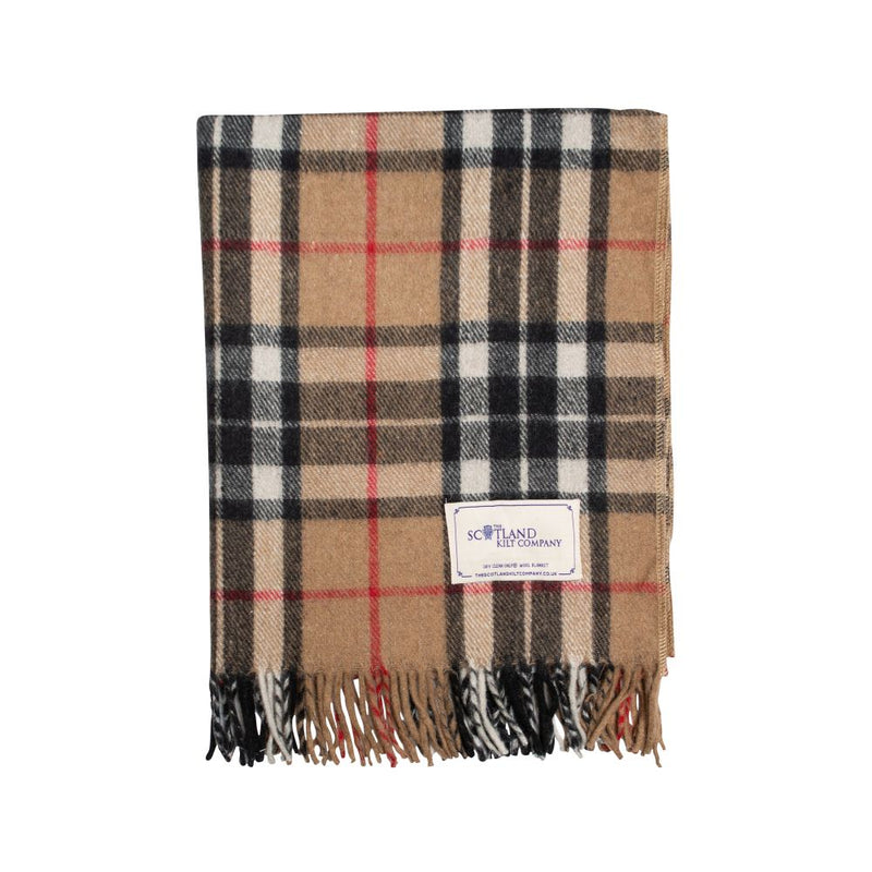 Wool Tartan Lap Blanket 29'' x 70'' - Thomson Camel