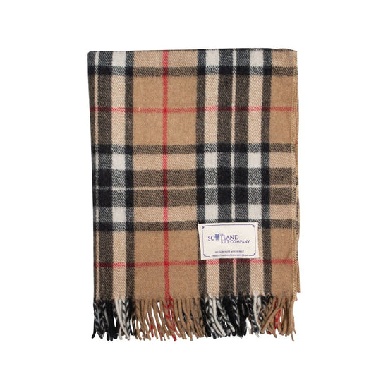 Wool Tartan Lap Blanket 29'' x 70'' - Thomson Camel