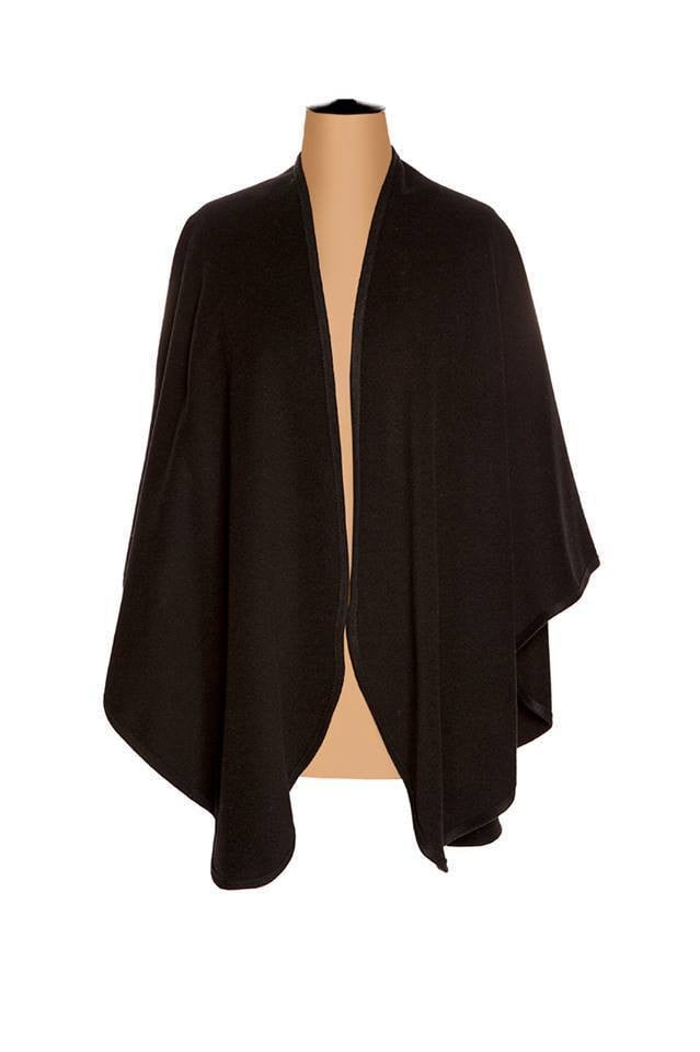 Women's Plain Cashmere Cape in Black