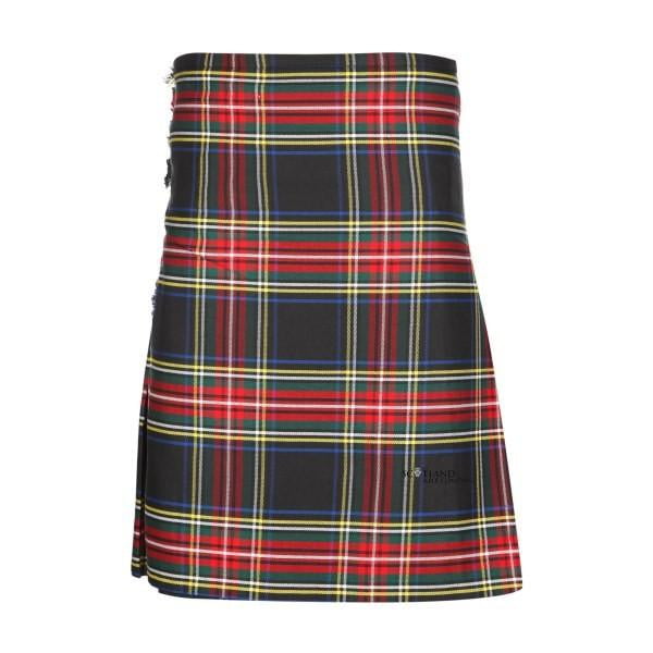 Men's Kilt, 8 Yard Polyviscose - Black Stewart