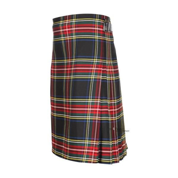 Men's Kilt, 8 Yard Polyviscose - Black Stewart