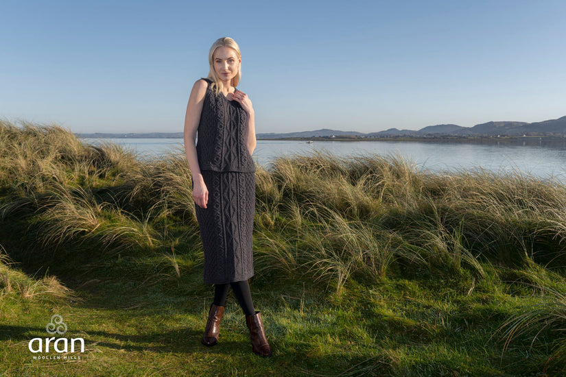 Ladies Merino Wool 3/4 Length Skirt By Aran Mills