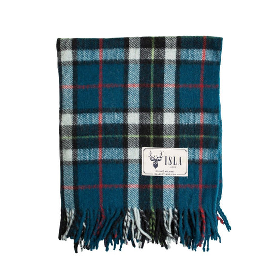 Wool Tartan Knee Blanket - 36'' x 59'' - Thomson Blue