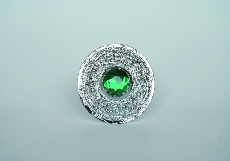 Emerald Stone Intricate Thistle Plaid Brooch