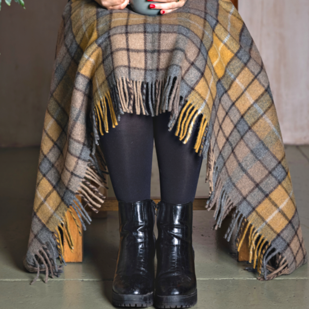 Scottish 100% Wool Tartan Rug/ Throw Blanket - Natural Buchanan ...