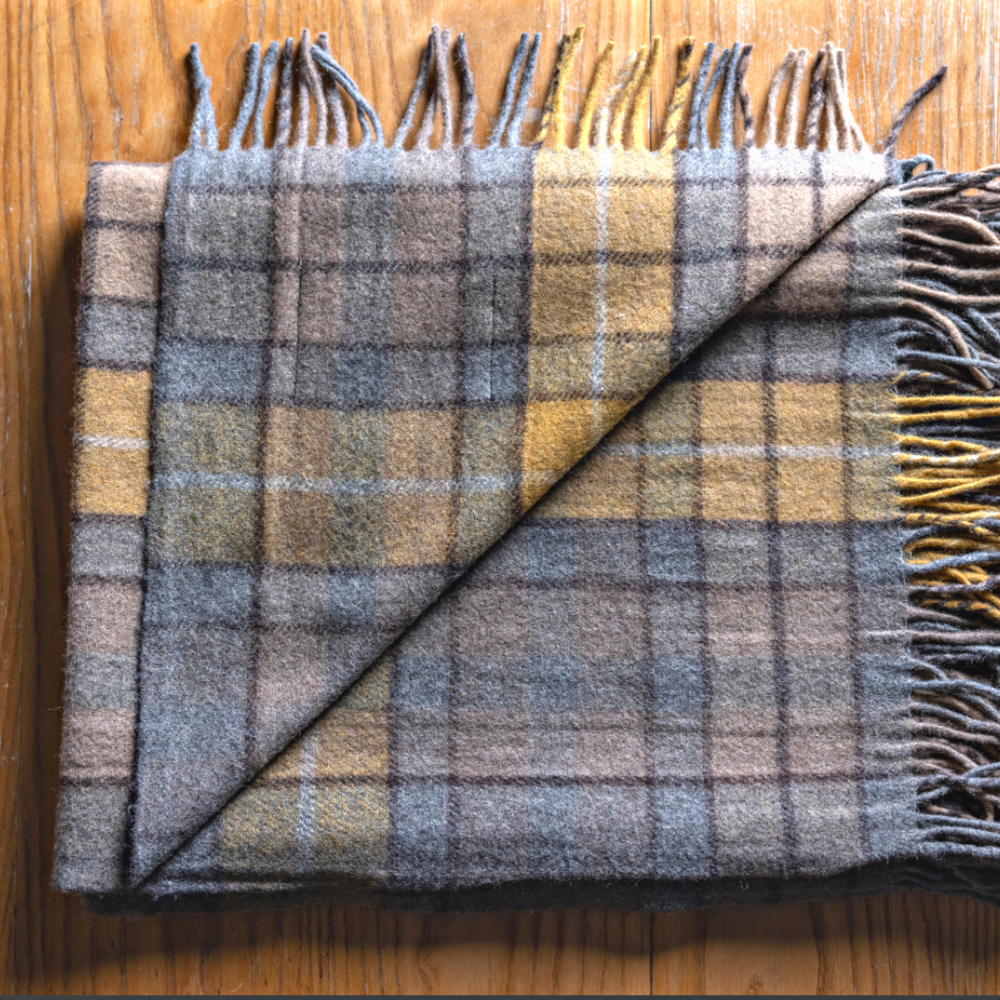 Scottish 100% Wool Tartan Rug/ Throw Blanket - Natural Buchanan ...