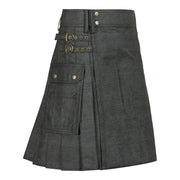 Black Denim Utility Kilt