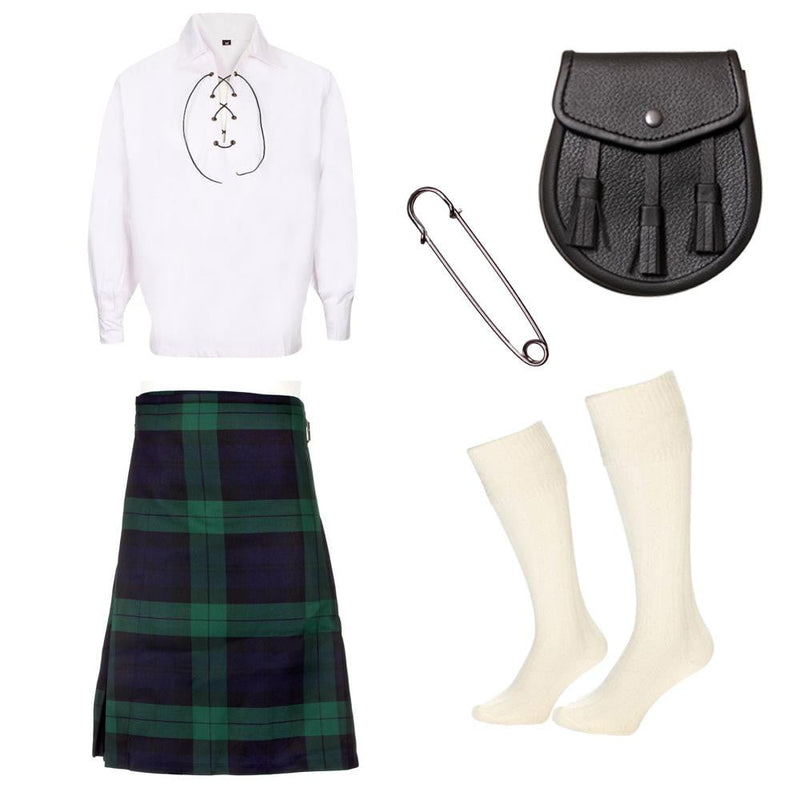 5 Piece Silver Kilt Package - Including 5 Yard Kilt, Sporran and Kilt Pin