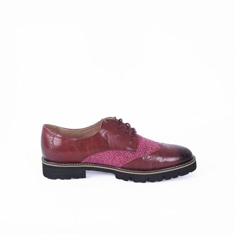 Women s Harris Tweed Brogues by Snow Paw Maroon Scotland Kilt Co