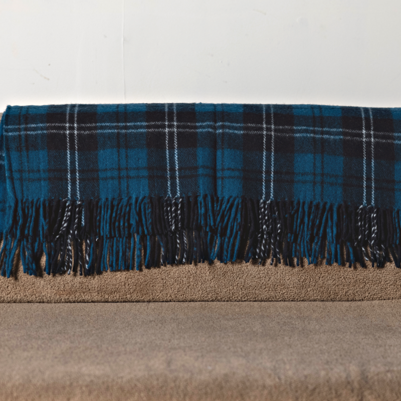 Wool Tartan Knee Blanket - 36'' x 59'' - Ramsay Blue