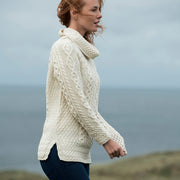 Ladies Merino Wool Roll Neck Sweater by Aran Mills - 2 Colours