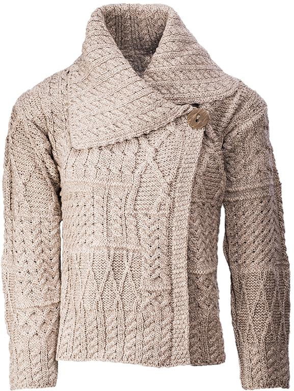 Women's Merino Wool One Button Cardigan by Aran Mills