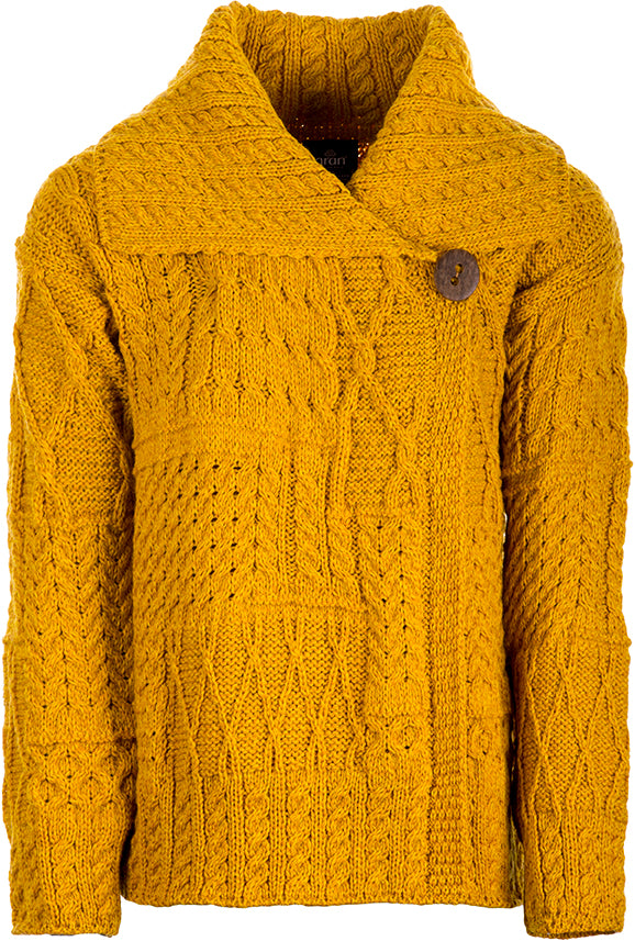 Women's Merino Wool One Button Cardigan by Aran Mills