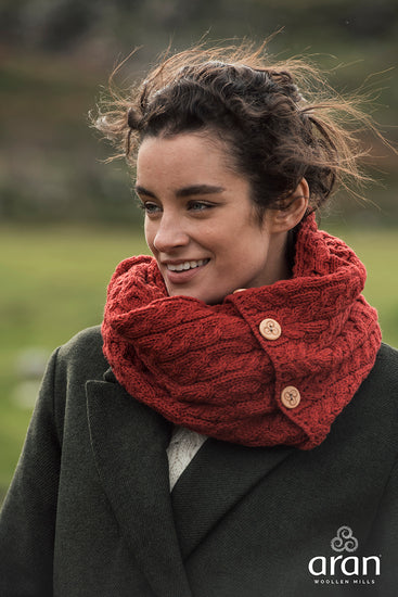 Women's Merino Wool Buttoned Snood by Aran Mills