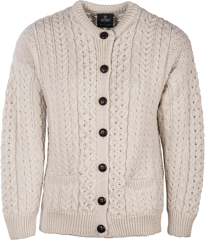 Women's  Merino Wool Classic Button Cardigan by Aran Mills