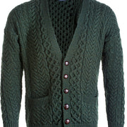 Mens Merino Wool V-Neck Button Cardigan by Aran Mills - 4 Colours