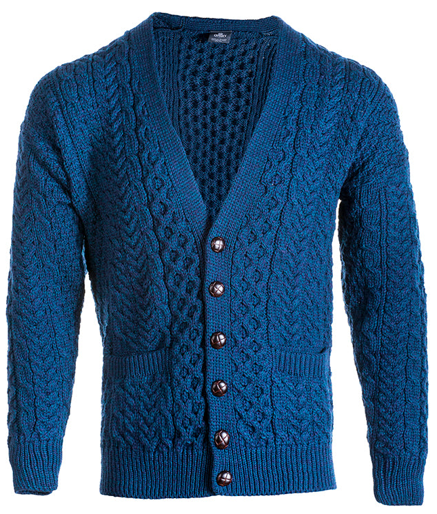 Mens Merino Wool V-Neck Button Cardigan by Aran Mills - 4 Colours