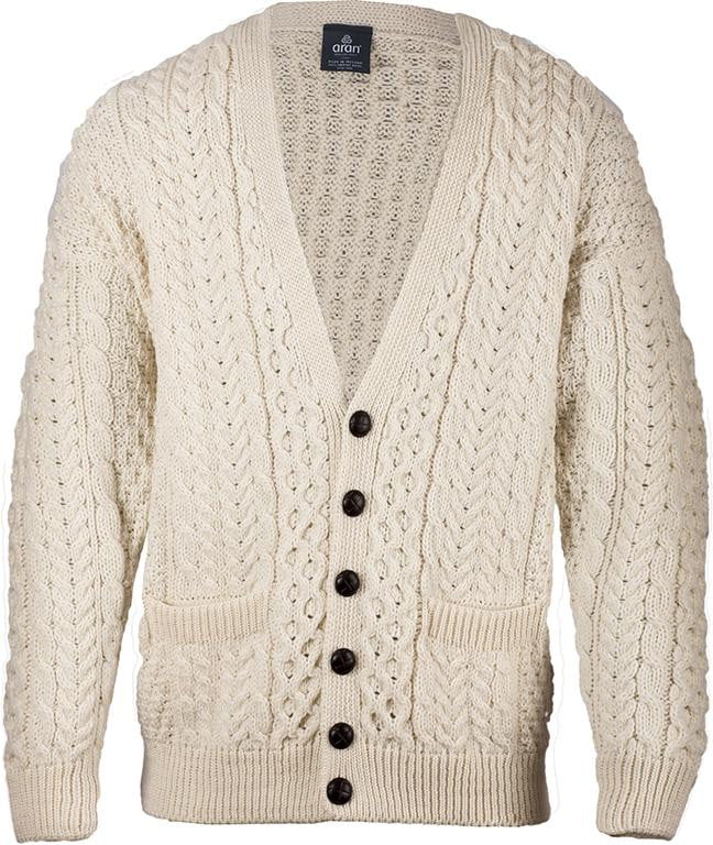 Mens Merino Wool V-Neck Button Cardigan by Aran Mills - 4 Colours