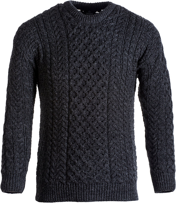 Men's Worsted Wool Crew Neck Jumper by Aran Mills - 2 Colours