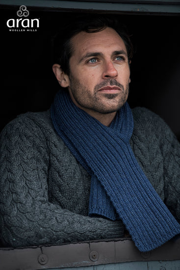 Men's Supersoft Merino Wool Rib Knit Scarf by Aran Mills - 4 Colours