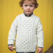 Childrens Supersoft Merino Wool Crew Neck Sweater by Aran Mills - Cream