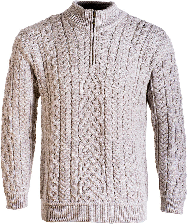 Men's Supersoft Merino Wool Zip Neck Jumper by Aran Mills - 3 Colours