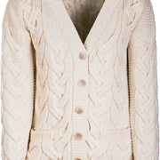 Women's Supersoft Merino Wool Chunky V-Neck Cable Cardigan by Aran Mills