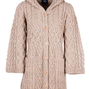 Women's Long Merino Wool Cardigan with Hood by Aran Mills