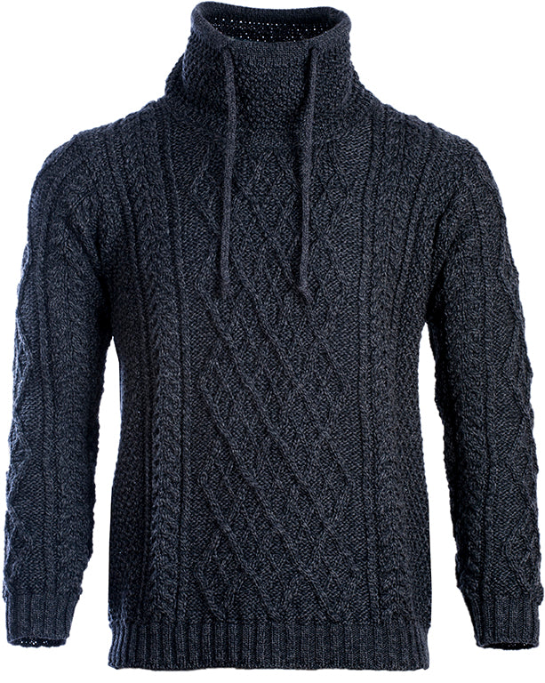 Men's Merino Wool Cowl Neck Jumper by Aran Mills - 2 Colours