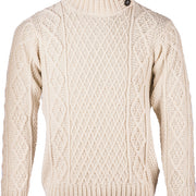 Men's Merino Wool Button Neck Jumper by Aran Mills - 3 Colours