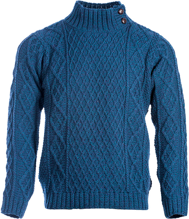 Men's Merino Wool Button Neck Jumper by Aran Mills - 3 Colours