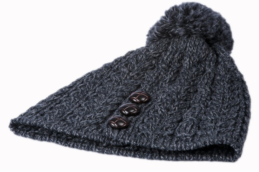 Women's Merino Wool Hat with Bobble by Aran Mills