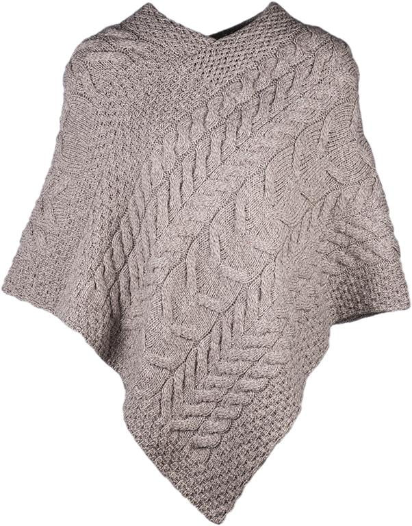 Women's Supersoft Merino Wool Large Weave Poncho by Aran Mills