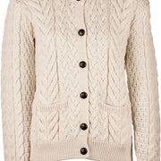 Women's Supersoft Merino Wool Cable Crew Cardigan by Aran Mills - 3 Colours