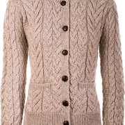 Women's Supersoft Merino Wool Cable Crew Cardigan by Aran Mills - 3 Colours