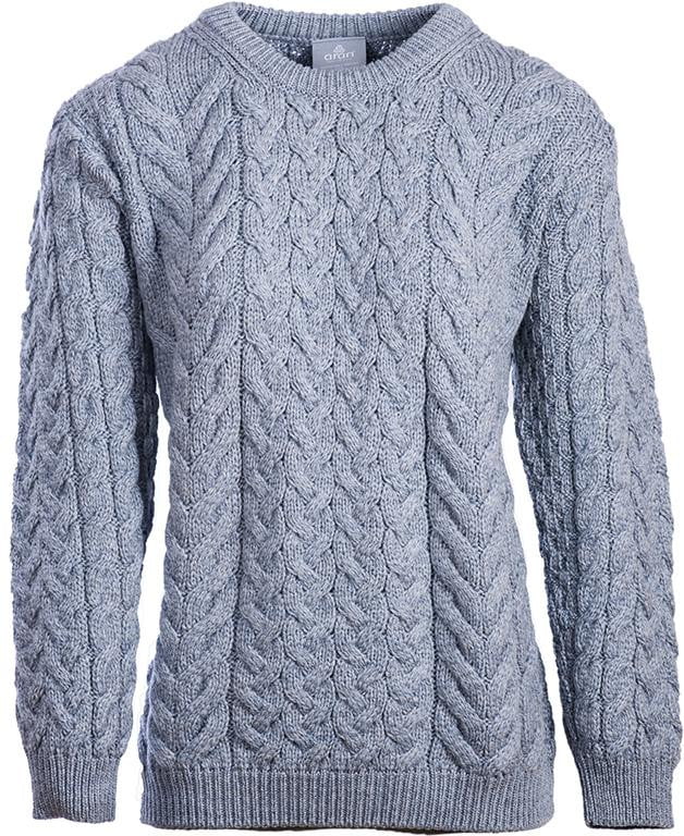 Women's Supersoft Merino Wool Cable Crew Neck Sweater by Aran Mills ...