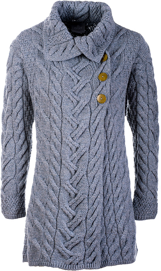 Women's 3 Button Long Supersoft Merino Wool Cardigan by Aran Mills