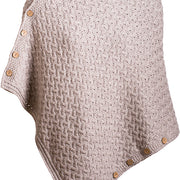 Women's Supersoft Merino Wool Cable Knit Button Poncho by Aran Mills - 6 Colours