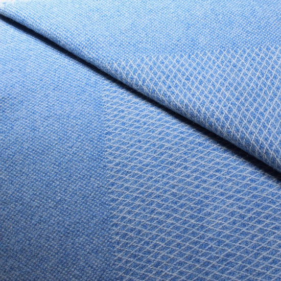 Scottish Made Diamond Border 100% Lambswool Throw by Lovat Mills - Sky Blue