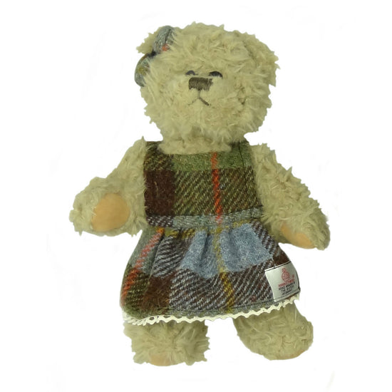 25cm Teddy Bear with Harris Tweed Dress - 2 Colours