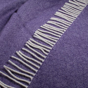 Scottish Made Hatch Pattern 100% Lambswool Throw by Lovat Mills - Heather Purple