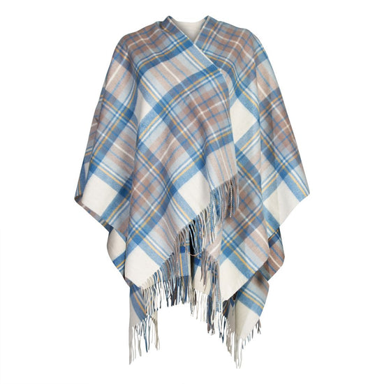 Central Chic Women's Long Tartan Checked Poncho Cape *UK Seller *Fast  Delivery*