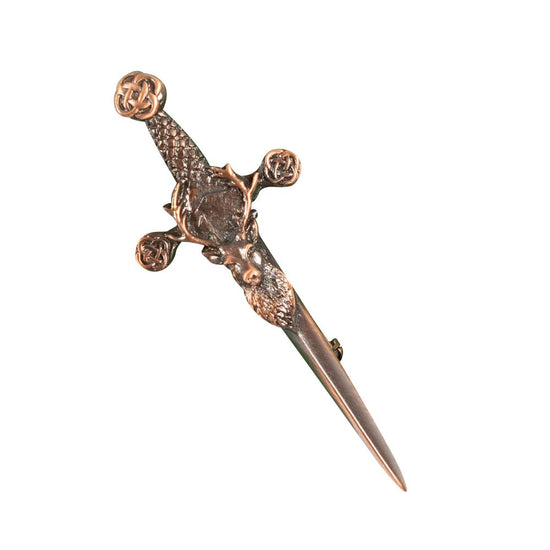 Pewter Stag Head Kilt Pin - Chocolate Bronze Finish