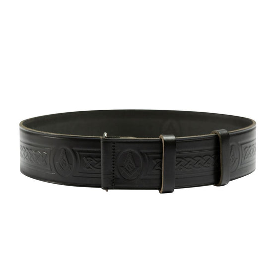 Masonic Hide Embossed Belt - Black