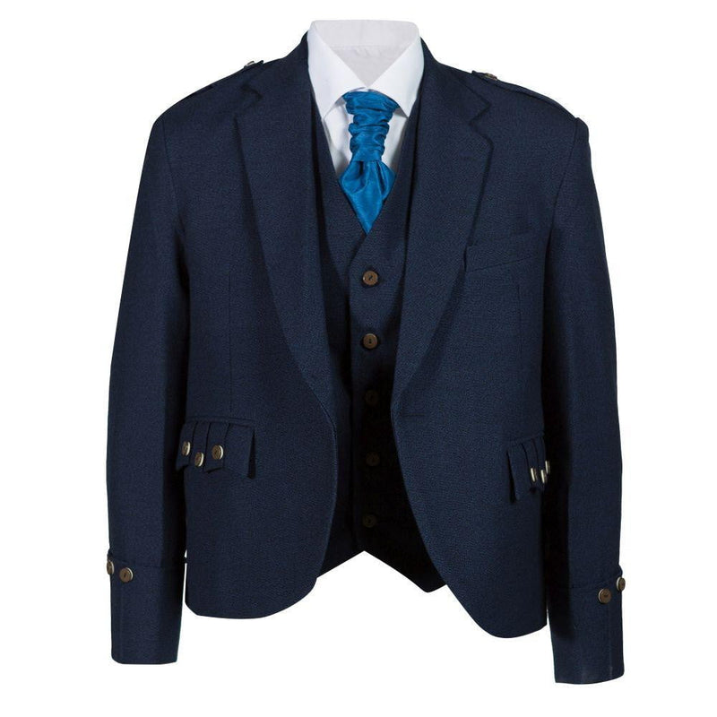 Tweed Argyle Jacket and 5 Button Vest - Navy Tweed