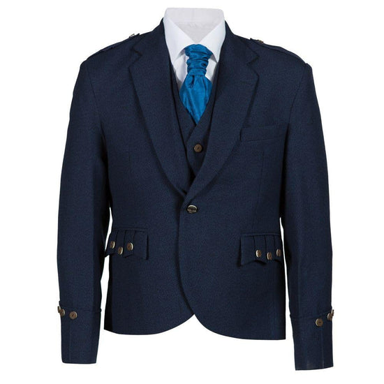 Tweed Argyle Jacket and 5 Button Vest - Navy Tweed