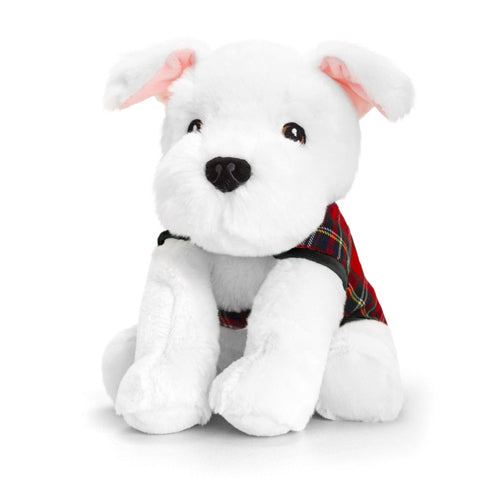 20cm White Westie in Dog Coat Soft Toy by Keel Toys