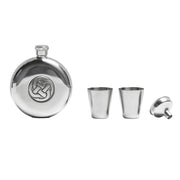 5oz Stainless Steel Hip Flask Set - Celtic Knot - Polished/Matt Finish