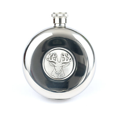 5oz Stainless Steel Hip Flask Set - Stag - Polished/Matt Finish